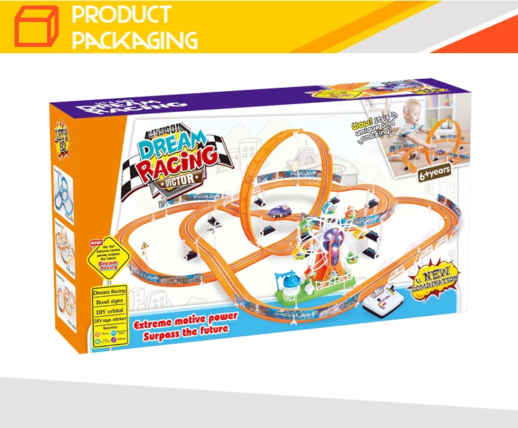Kids Battery Operated Race Toy Car Track Plastic With Ferris Wheel