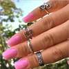Stylish explosions retro owl double leaf alloy ring 4 piece set 1.4 cm / 1.3 cm / 1.5 cm