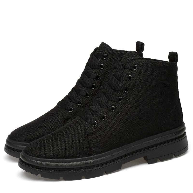 
Factory Height Increasing Black Waterproof Keep Warm Canvas High Neck Shoes For Men 