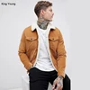 KY Borg collar Button placket Functional pockets corduroy outdoor jacket men with borg lining in tan