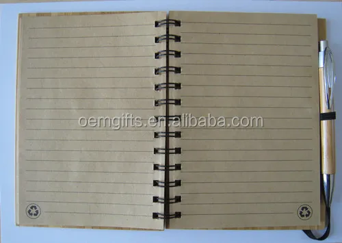 Unionpromo customized recycled bamboo cover notebook and pen gift set