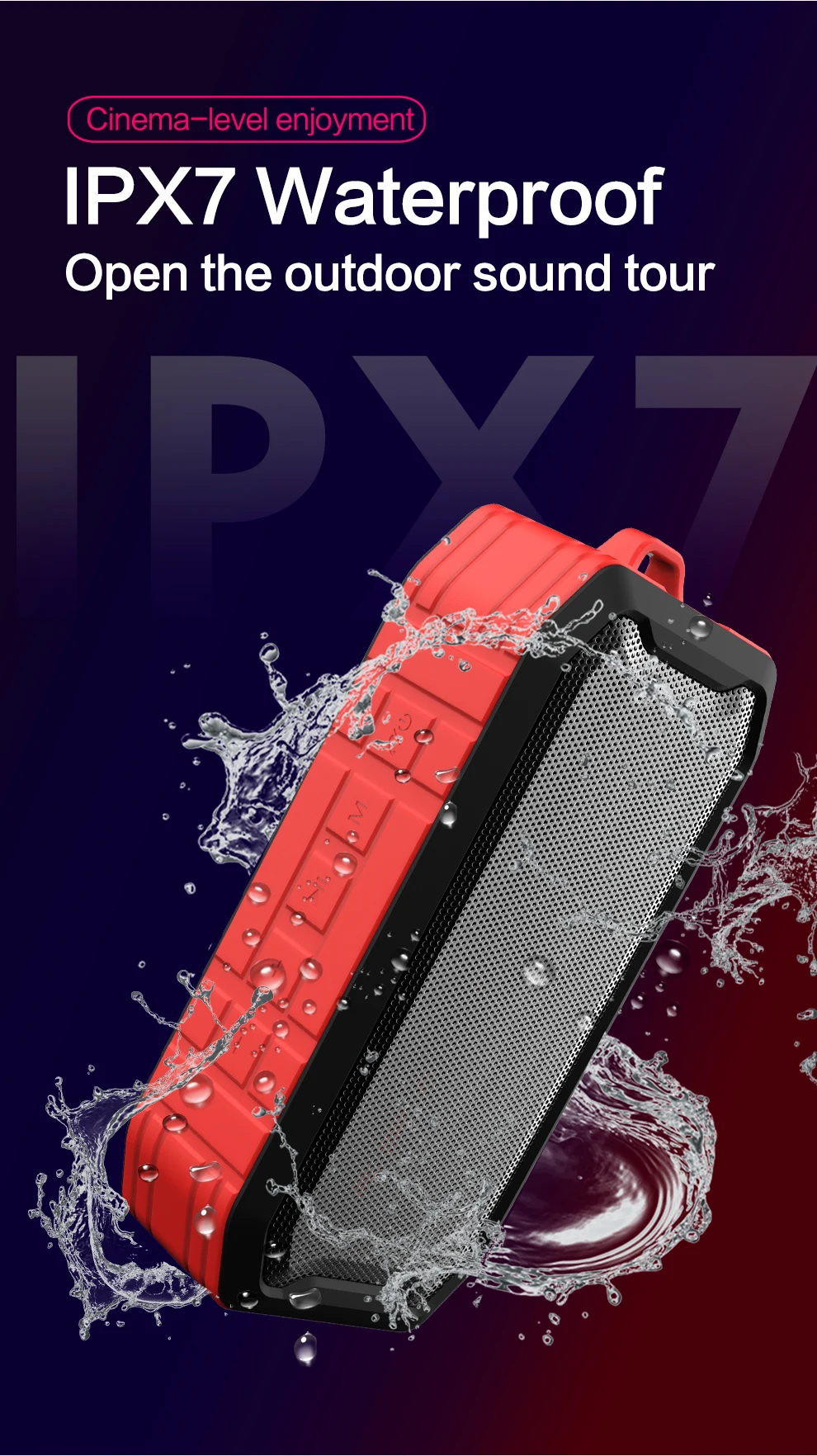 Portable Speaker Waterproof Bluetooth Speaker Outdoor Subwoofer Bass Wireless Speakers Loudspeaker - ANKUX.COM