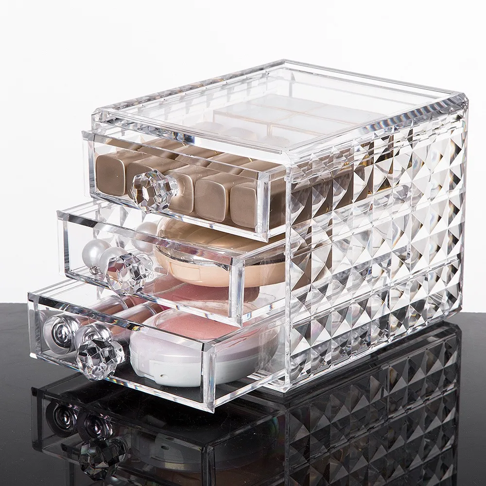 Jewelry And Cosmetic Storage Organizer Acrylic Makeup Organizer With 3