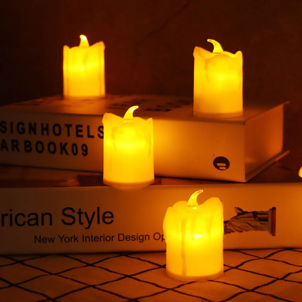 thumbnail image 2 of 12/24 Pack Flameless LED Tea Lights With Timer – Battery Operated Votive Candles 2 of 4