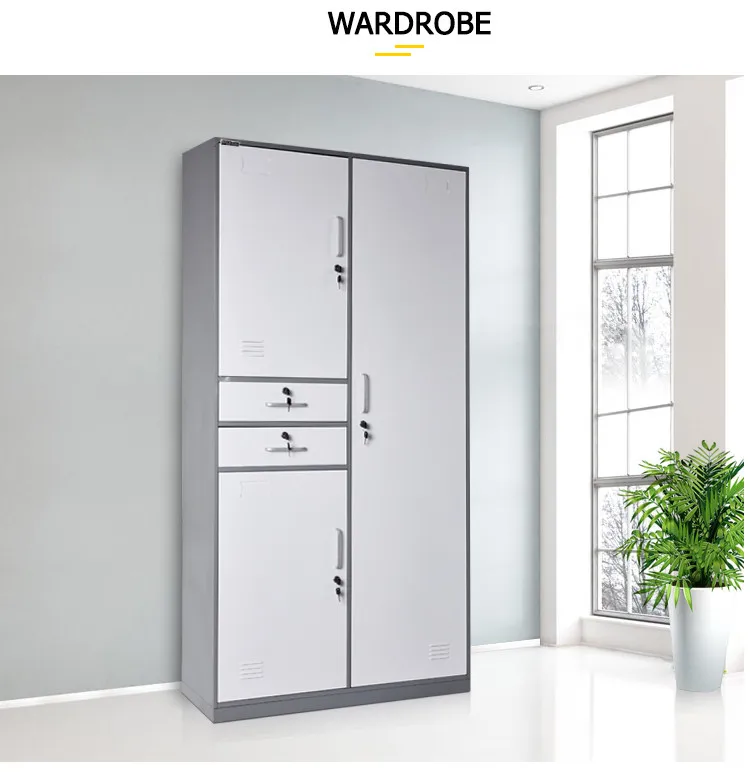 India home furniture steel clothes cabinet bedroom wardrobe storage cupboard