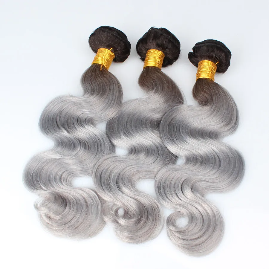 Ombre Hair Brazilian Hair Body Wave 1b Dark Root Black To Grey Gray Human Hair Weave Buy Ombre Brazilian Human Hair Weave Body Wave Brazilian