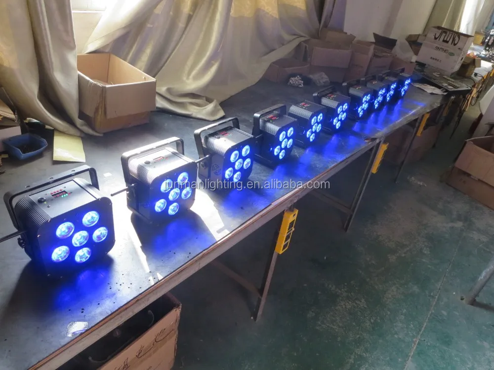 6*18W RGBWA+UV Flat Wireless DMX IR Battery Powered 6 in 1 Led Par64 Uplights DJ Stage Lighting