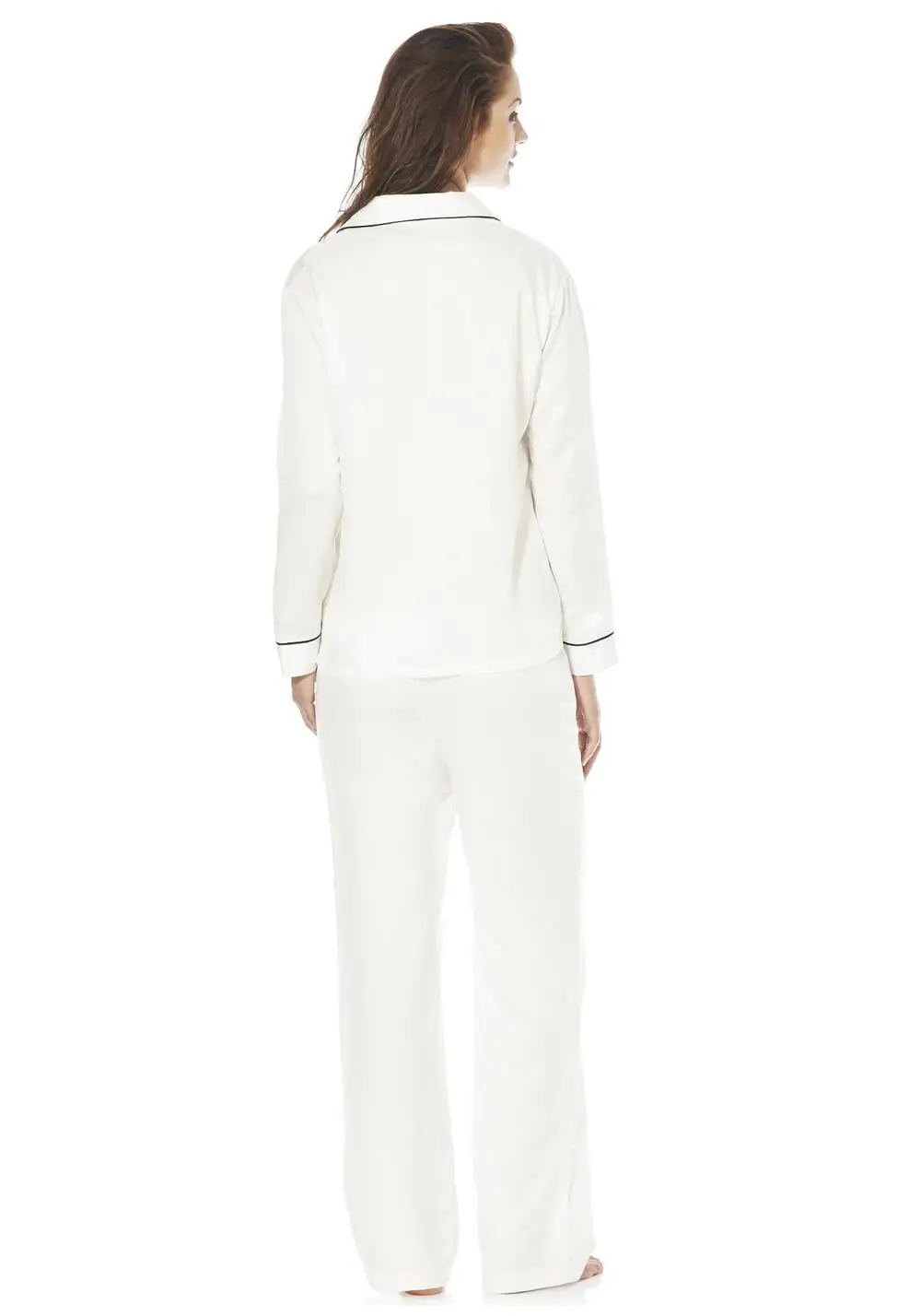 White Plain Button Up Satin Pajamas - Buy Satin Pajamas,White Plain ...