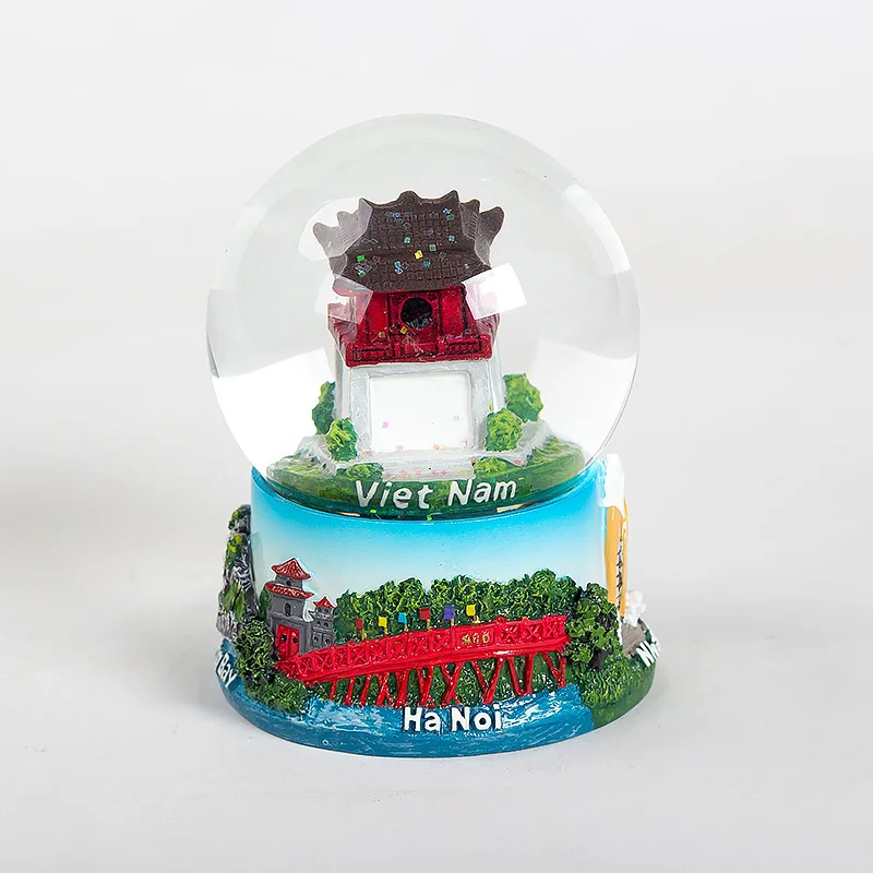 Korea Seoul Tourist Souvenirs 100mm Resin Snow Globe Tall Building Promotion Gifts Custom Snow