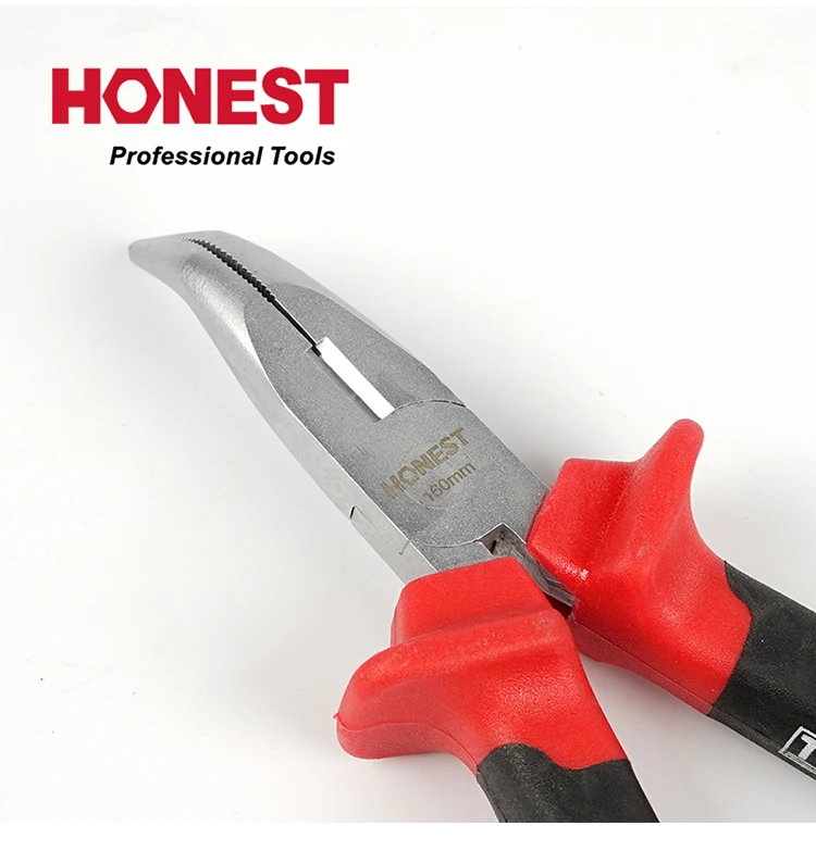 Free sample 6'' Professional Carbon Steel Hand Tools Bent Nose Finishing long clever tongs Pliers