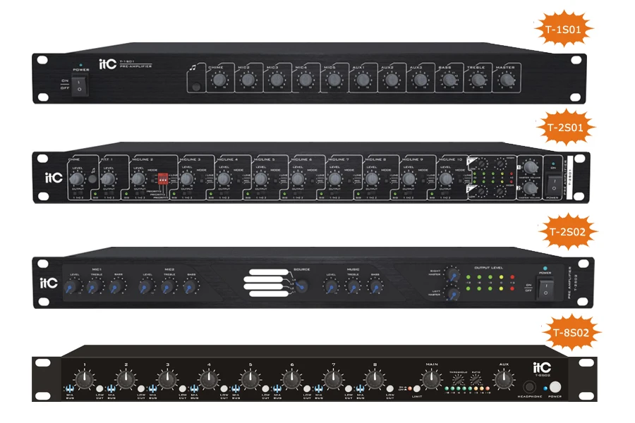 ITC T-2S02 Phono and Microphone Stereo Preamplifier with Alarm Input and REC
