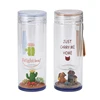 Easy to use and fun bottom view glass water bottle