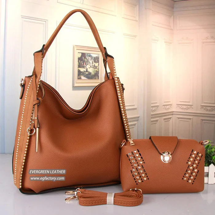 Classic women handbag with rivet of bag set SH545