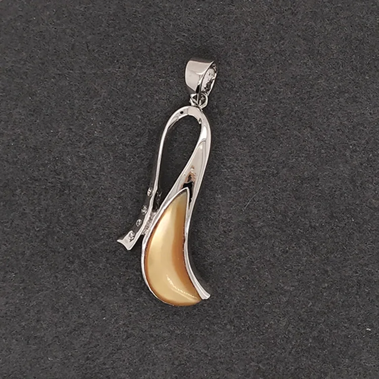 Exquisite Women Vegetable Shape Yellow Shell Pendant Jewelry Silver 925