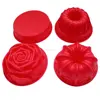 China Silicone Bakeware Big Cake Mold With 4 Different Designs Rose Round Shape Flower Crown Design Pastry Mold Cake Decoration