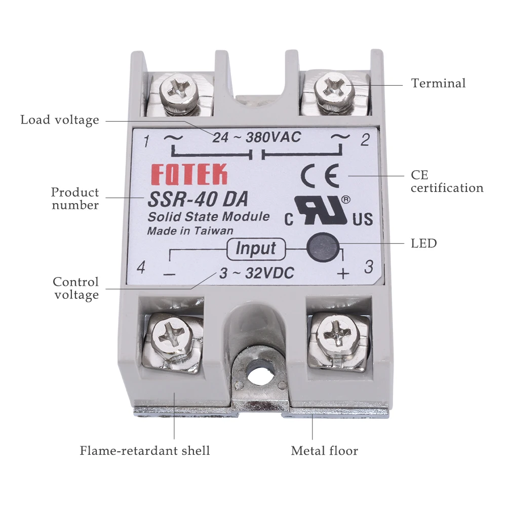 SSR-10DA 25DA 40DA 50DA 60DA 75DA 80DA 90DA Single Phase Solid State Relay