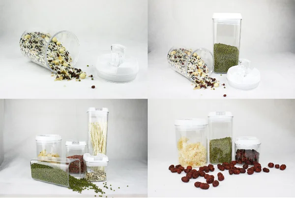 1900ml 64oz Wholesale plastic Food storage clear empty sealed square weed container with lid for Nut snack packaging