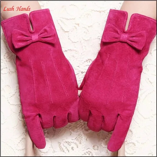 Leather gloves women cheap suede pink leather glove in Eupore