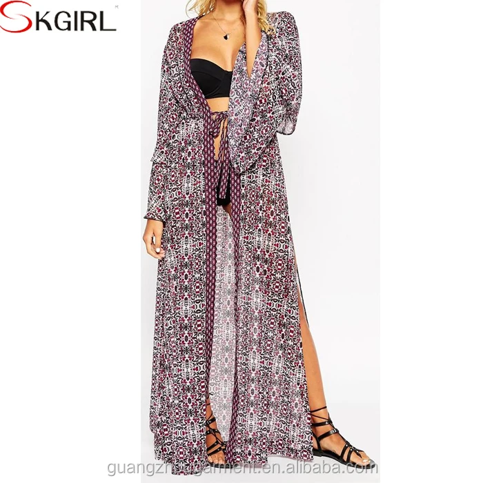 long sleeve beach kimono