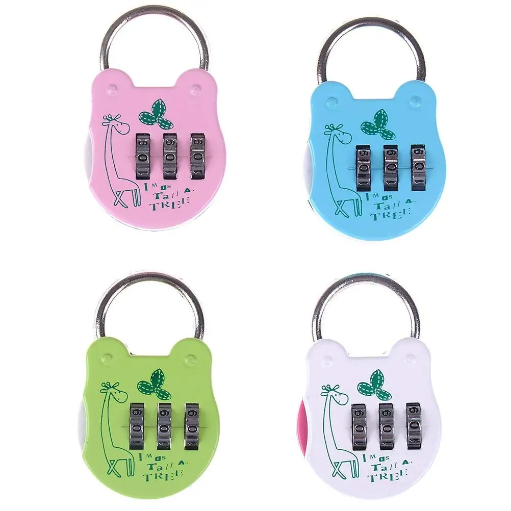 4 Pcs Security Padlock 3 Digit Combination Lock with Cartoon Pattern Mini Password Padlock for Bag, Luggage, School Gym Locker