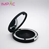 Black plastic cosmetic compact powder packaging case with mirror