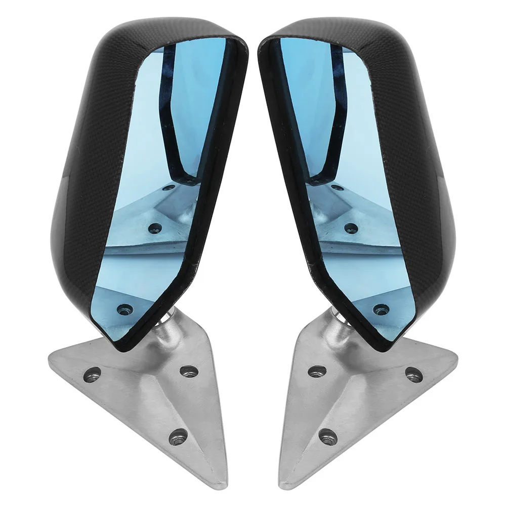Carbon Fiber Auto Side View Mirror With Blue Lens Mirrors For Universal