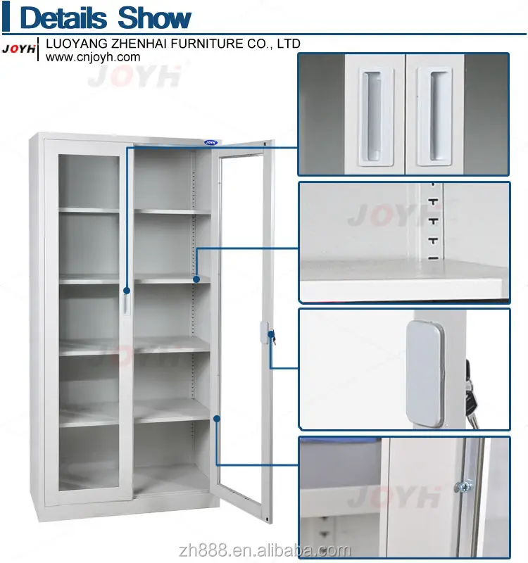 Swing Glass Door Filing Full Height Steel Cupboard/kd Design