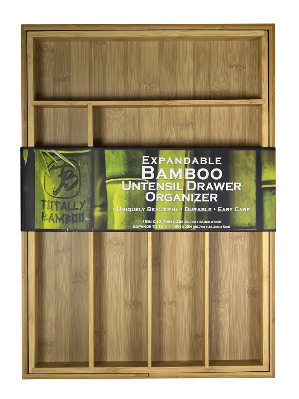 Totally Bamboo Large Adjustable Cutlery Tray & Drawer Organizer