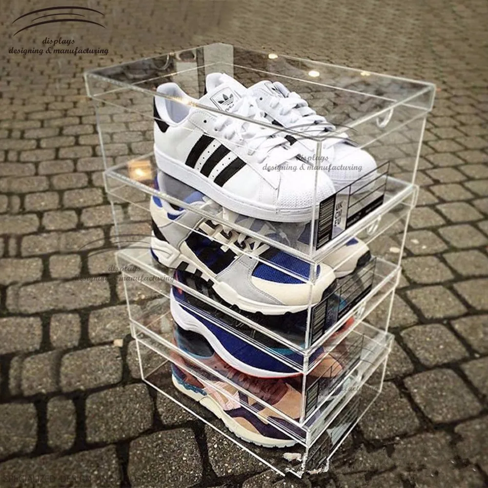 Weitu Showcase Clear Acrylic Shoe Box Customized Cheap Wholesale Display High Quality Acrylic