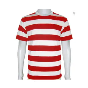 Latest Design Classical Cotton Short Sleeve Red And White O Neck Casual Striped Tshirt For Adults Latest Design Classical Cotton Short Sleeve Red And White O Neck Casual Striped Tshirt For Adults