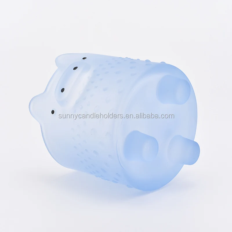 412ML Lovely Piggy blue Glass Candle Holders Candles Jar for Decor