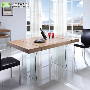 Ash Wood Veneer Dining Table With Clear Tempered Gl Legs Wheels Acacia Sheesham
