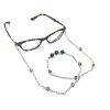 Sunglasses Strap Necklace Black Metal Eyeglass Glasses Pearl Beaded Chain