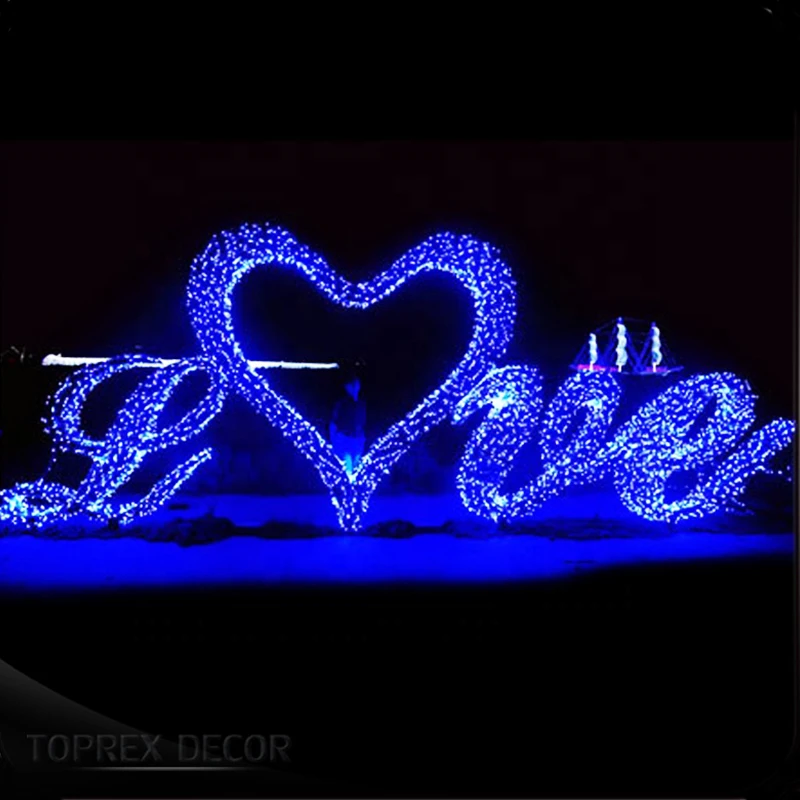 Large 3d lights up metal frames decor i love you marquee letters wedding sign led light