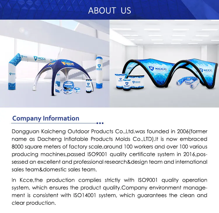 Kaicheng professional manufacture 8x8m awning canopy printing display inflatable activity spider tent air tent//