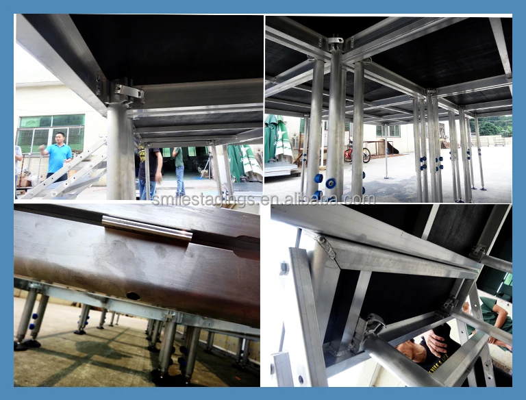 Portable Stage With Wheels Industrial Finish Black Color Mobile Stage