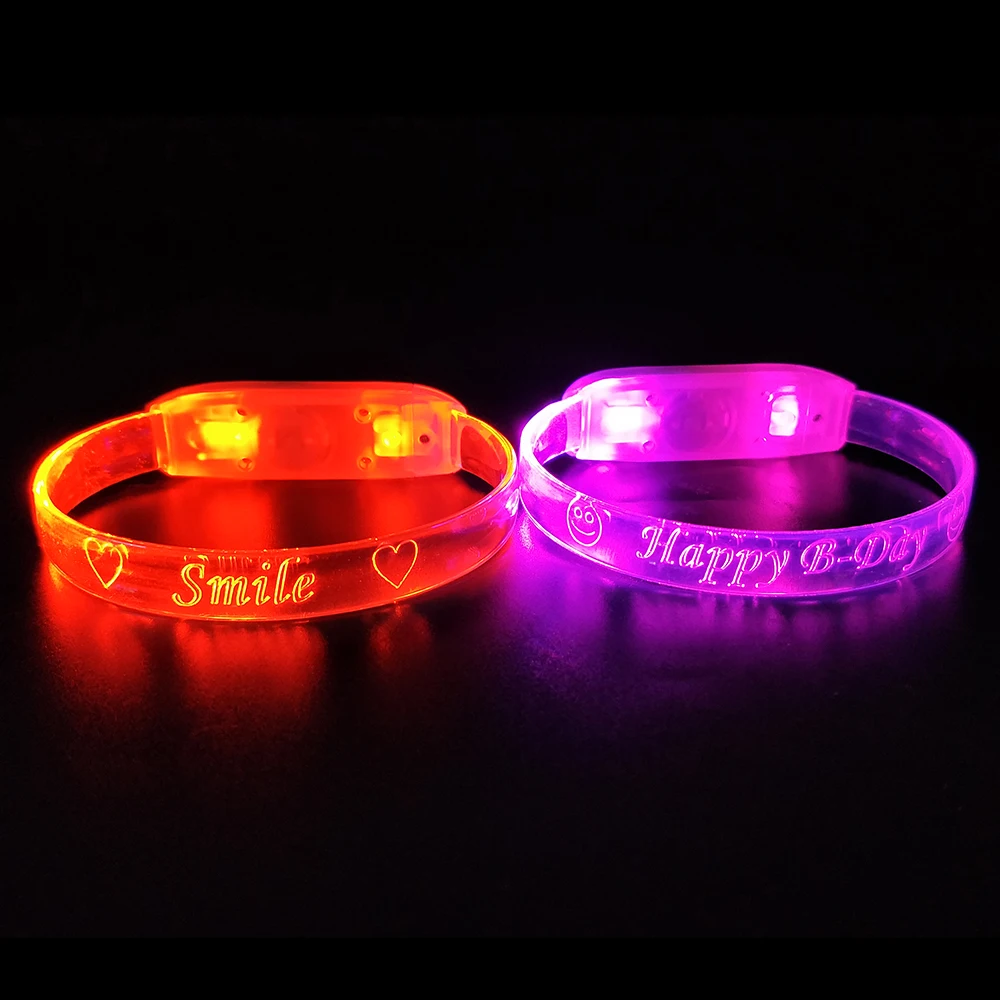48 Light Up LED Bracelets Flashing Glow Wrist Band Blinking Bangle Party Fun UK
