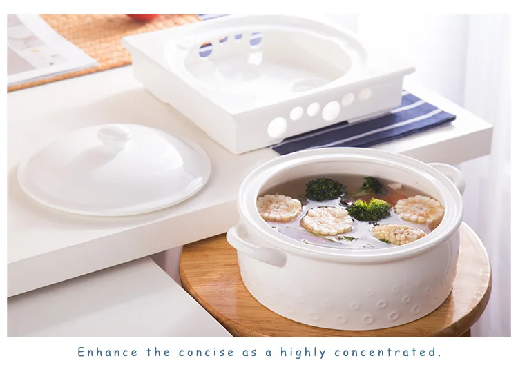 Guangzhou Wholesale Top Quality 10" Ceramic Soup Tureen Bowls With Lid And Candle Stand