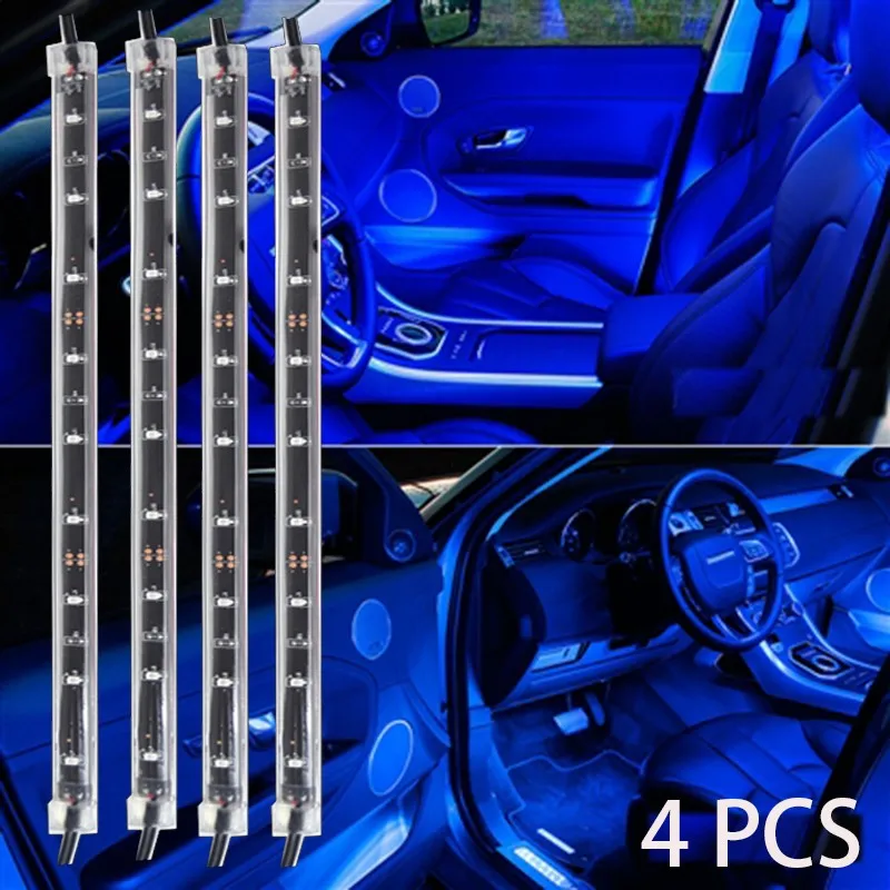 4pc Car Interior Decoration Atmosphere Light-LED Car Interior Lighting Kit, Interior Atmosphere Neon Lights Strip (BLUE)