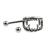 NUORO Stainless Steel Nipple Piercing Women Lady Halloween Mouth Sharp Teeth Bars Shield Jewelry Cool Body Jewelry