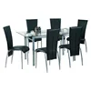 Modern dining room restaurant furniture steel tube white tempered glass dining table with 6 chairs