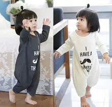 2016 new Spring autumn baby girls boys beard print white gray romper Childrens baby clothing kids
