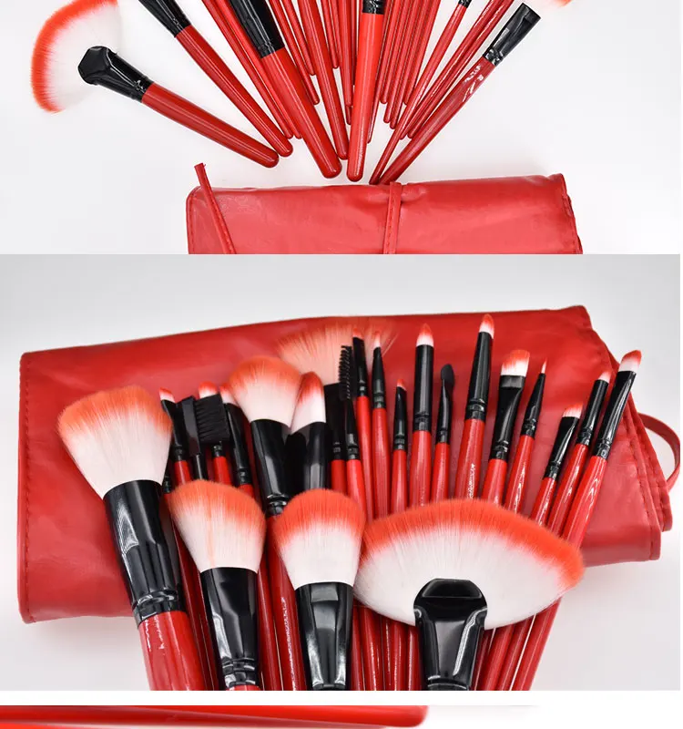 24pcs Pro.Makeup Brushes Set by Cosmetic Roll bag Top Quality brush Kit for Girls Women