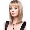 Wholesale Cheap Price 2 Color Blonde/Brown Colormix Full Bang Straight Short Bob Wig Synthetic Hair For Women