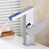 New Design Glowing LED Basin Waterfall Taps Brass Bathroom Faucet