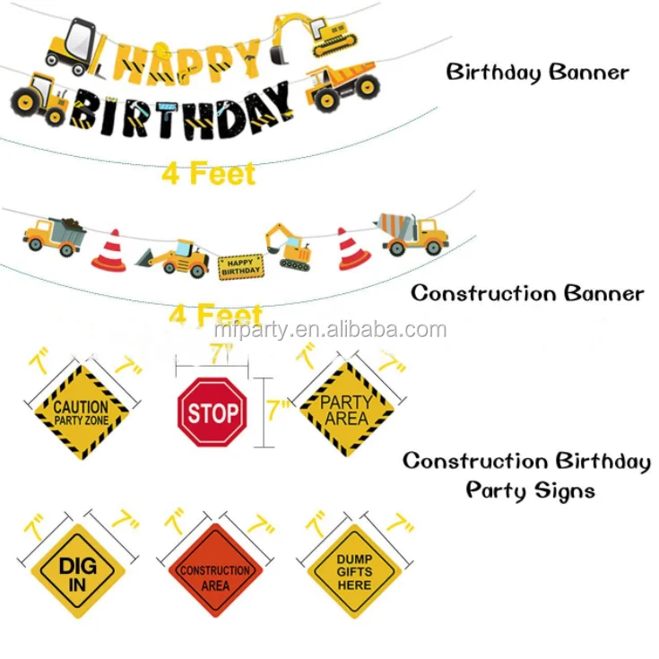 Vrise Construction Children S Birthday Party Decorations Set Car