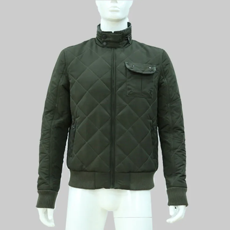 Wholesale Quilted Army Green Men Winter Down Bomber Jacket Men Black Coat Manufacture Men Jacket 