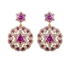 China Factory Customizable Created Ruby Gem Floral Dangle Earrings Jewelry