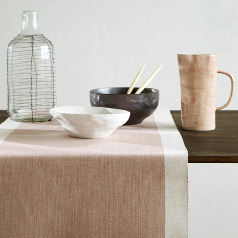 Nordic Mediterranean Modern American Simple Contrast Design cotton Table runner