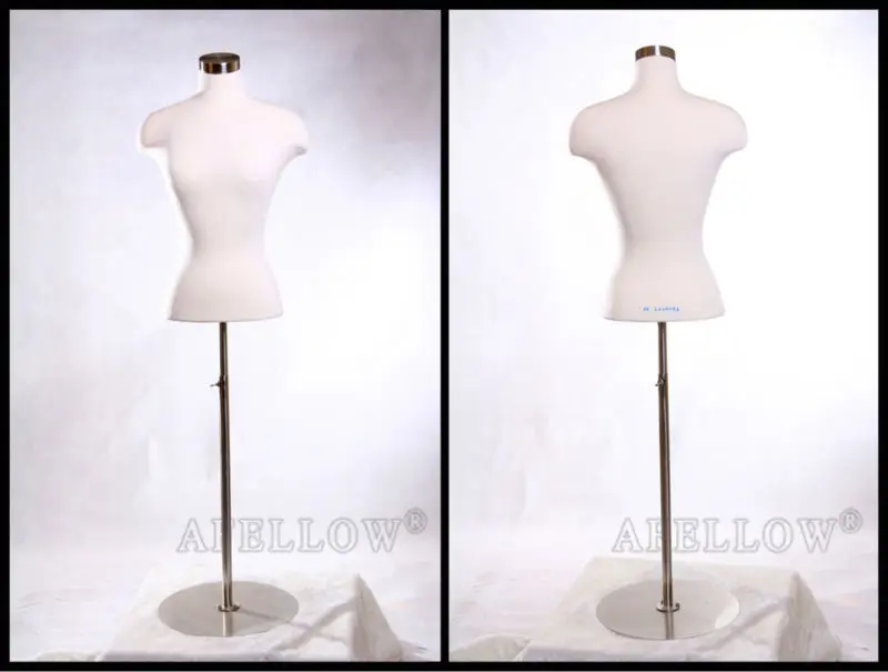 Female Torso Cloth Foam Dress Form Mannequin With Wooden Base On Sale